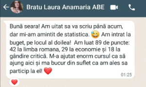 Bratu Laura-Anamaria, admisă pe locul 2 în 2022